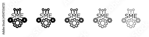 SME, small and medium enterprise icon flat illustration set logo