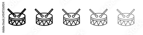 Snare Drum icon flat illustration set logo