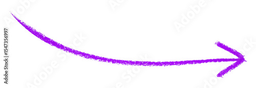 Purple arrow symbol colored pencil isolated on transparent background
