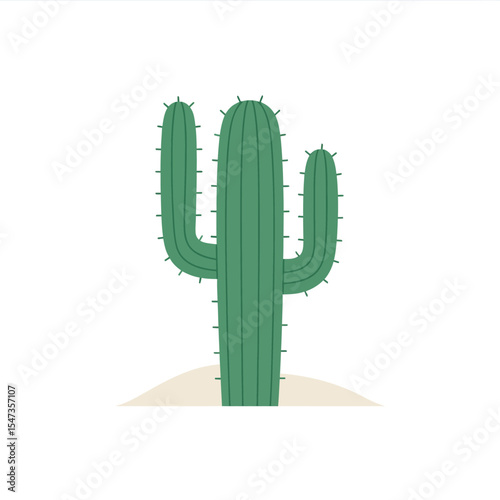 Simple Cartoon Saguaro Cactus Desert Plant Illustration