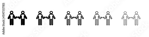 Social distancing icon flat illustration set logo