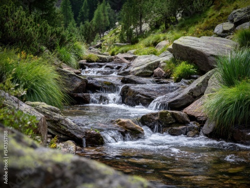 A Mountain Creek With Several Small Waterfalls