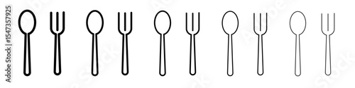 spoon and fork icon flat illustration set logo