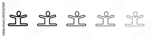 Split legs exercise icon flat illustration set logo