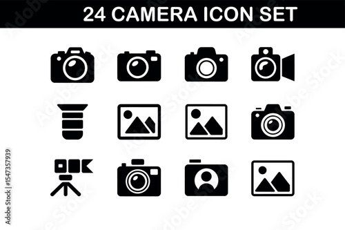 24 Camera Icon Set - Minimal, Modern, Editable Design