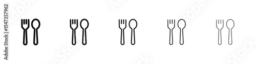 Spoon and fork icon flat illustration set logo