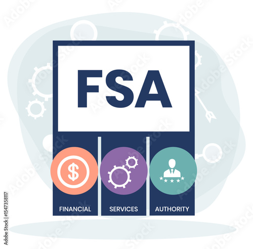 FSA - Financial Services Authority acronym, business concept. Vector infographic illustration for presentations, sites, reports, banners