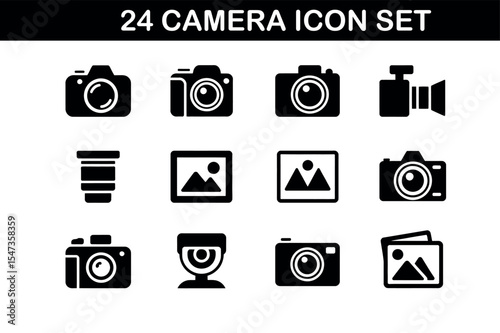 24 Camera Icon Set - Minimal, Modern, Editable Design
