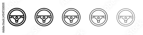 Steering wheel icon flat illustration set logo
