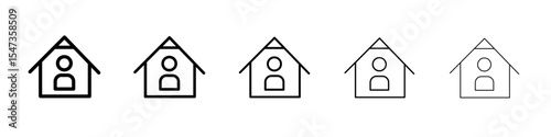 Stay home icon flat illustration set logo