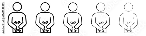 Stomachache icon flat illustration set logo