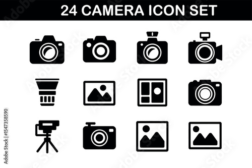 24 Camera Icon Set - Minimal, Modern, Editable Design