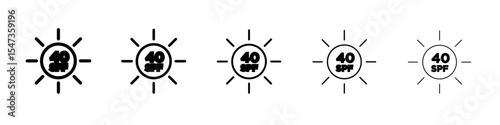 Sun protection factor 40 icon flat illustration set logo