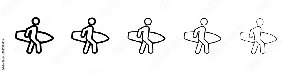 Obraz premium Surfer icon flat illustration set logo