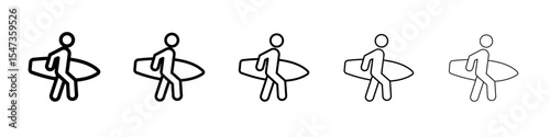 Surfer icon flat illustration set logo
