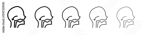 Swallowing reflex icon flat illustration set logo