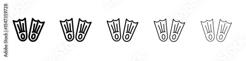 Swimming flippers icon flat illustration set logo
