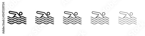 Swimming icon flat illustration set logo