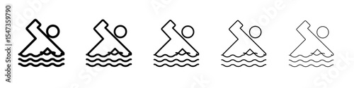 swimming icon flat illustration set logo