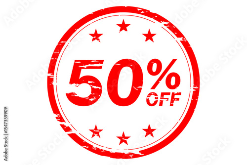 50% OFF - 50% OFF text written on Red Rubber Stamp
