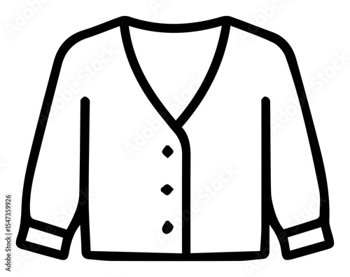 Simple Cardigan Outline Design Apparel Fashion Line Art Illustration