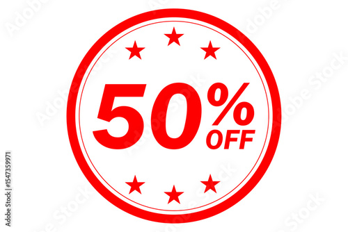50% OFF - 50% OFF text written on Red Rubber Stamp
