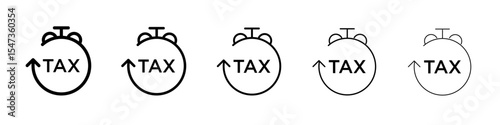 Tax reminder icon flat illustration set logo