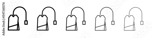 Tea bag icon flat illustration set logo
