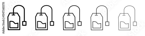 Tea bag icon flat illustration set logo