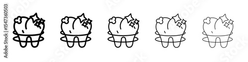 Teeth cleaning icon flat illustration set logo