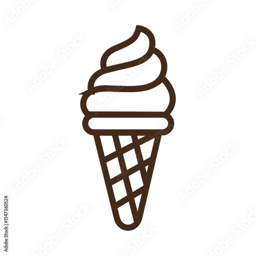 ice-cream cone outline flat icon