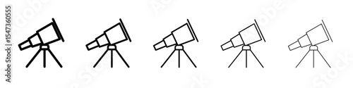 Telescope icon flat illustration set logo