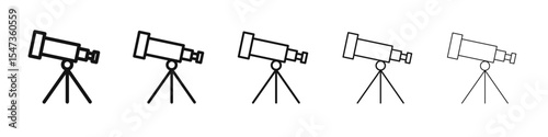 Telescope Icon flat illustration set logo