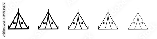 Tent icon flat illustration set logo