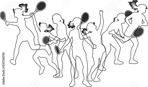 Silhouette Tennis Players S...