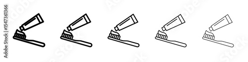 tooth brush icon flat illustration set logo