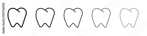 Tooth icon flat illustration set logo