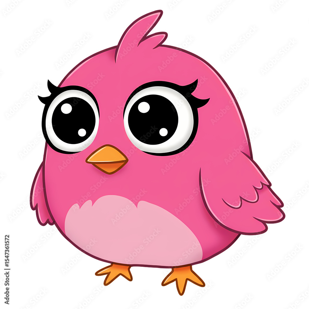 A Charming Pink Cartoon Bird Illustration isolated on transparent background A Charming Pink Cartoon Bird Illustration isolated on transparent background