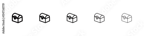 Treasure chest icon flat illustration set logo