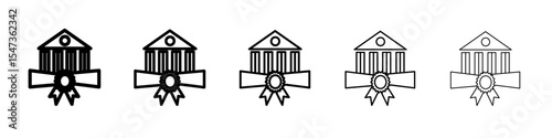 University, college degree icon flat illustration set logo
