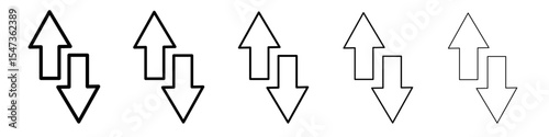 Up and down arrows icon flat illustration set logo