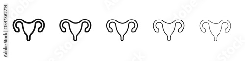 Uterus icon flat illustration set logo
