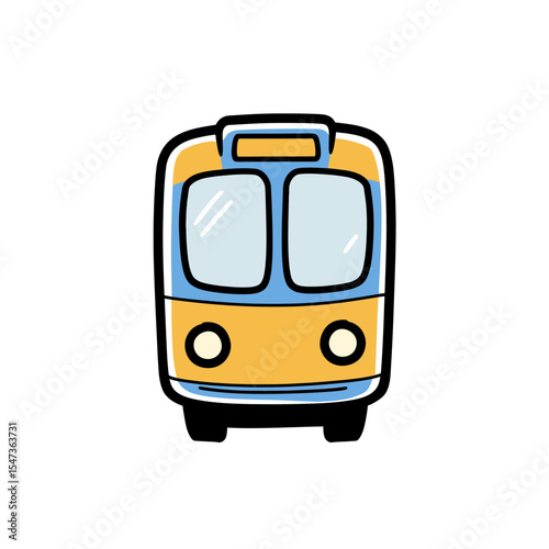 Cute Cartoon Train Illustration on White Background, Perfect for Children's Designs and Transportation Related Projects. Isolated Vector Style with Fun and Playful Elements.