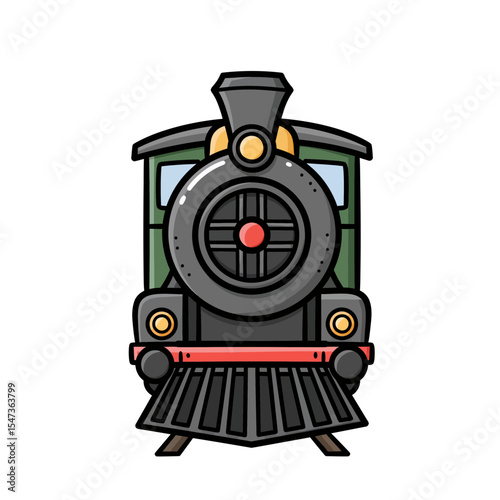 Retro Cartoon Train Illustration, Classic Locomotive Engine Vector Graphic, Isolated on White Background, Transportation Design, Kids Illustration, Train Icon, Nostalgic Style, Rail Transport