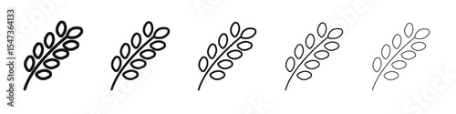 Wheat grain icon flat illustration set logo