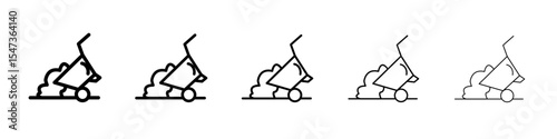 wheelbarrow unloading icon flat illustration set logo