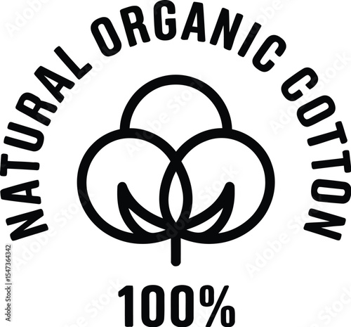 Natural organic cotton vector label.
