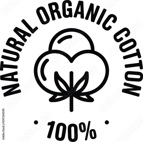 Natural organic cotton vector label.
