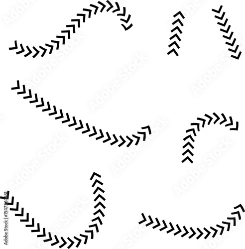 Wavy Curved Arrows Set – Hand Drawn Style Vector Illustration