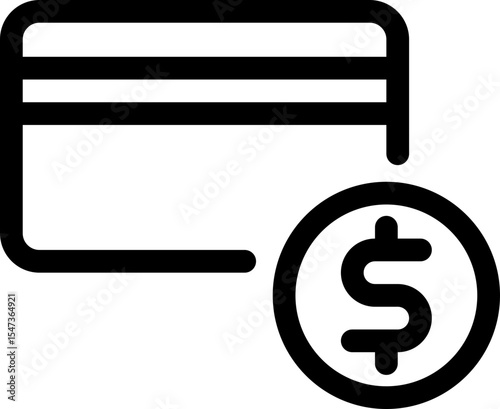 Credit Card Coin Icon with line and simple style